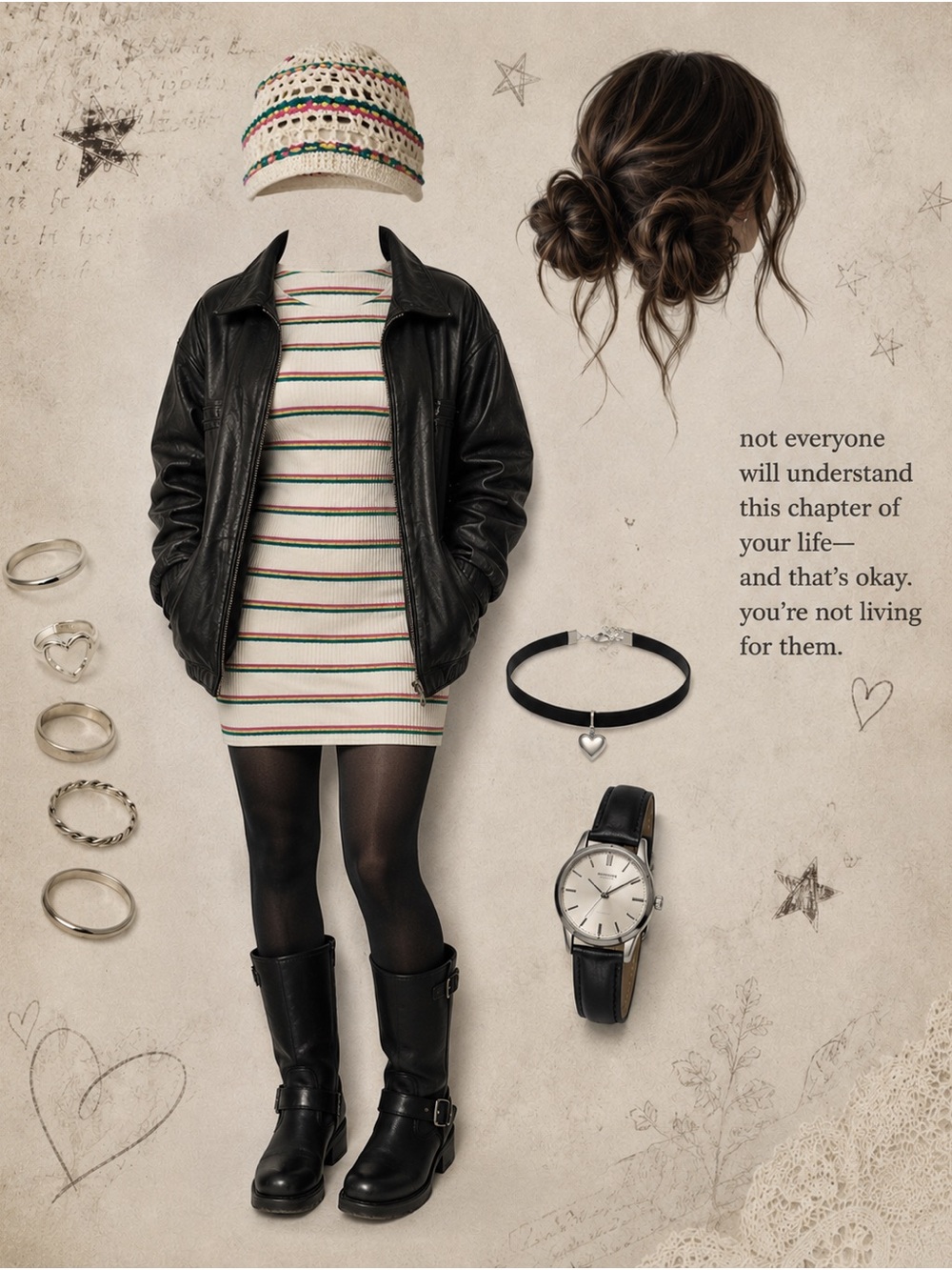 Edgy Striped Sweater Dress